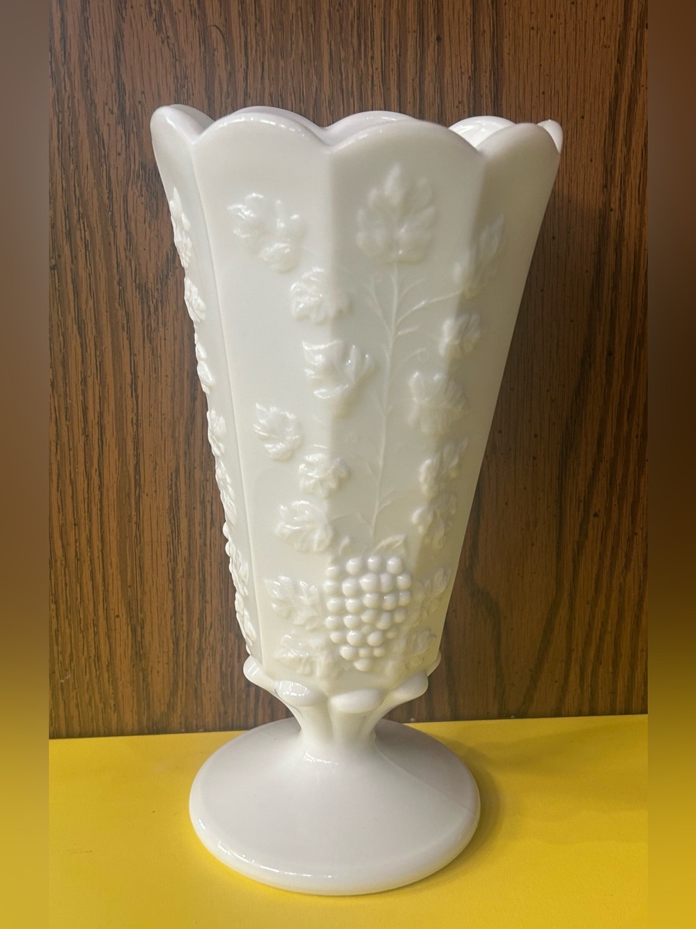 Vintage Westmoreland White Milk Glass “Paneled Grape” Vase